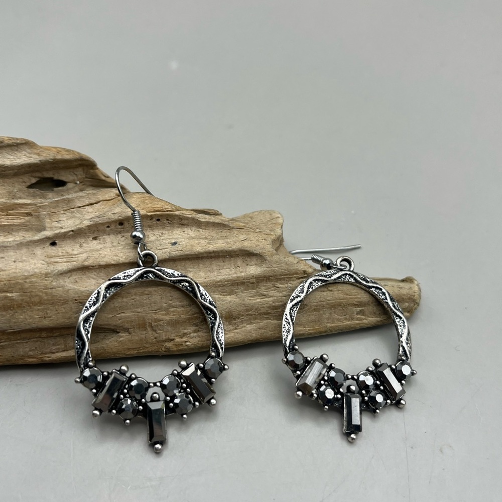 Elegant Black and Silver Hoop Earrings